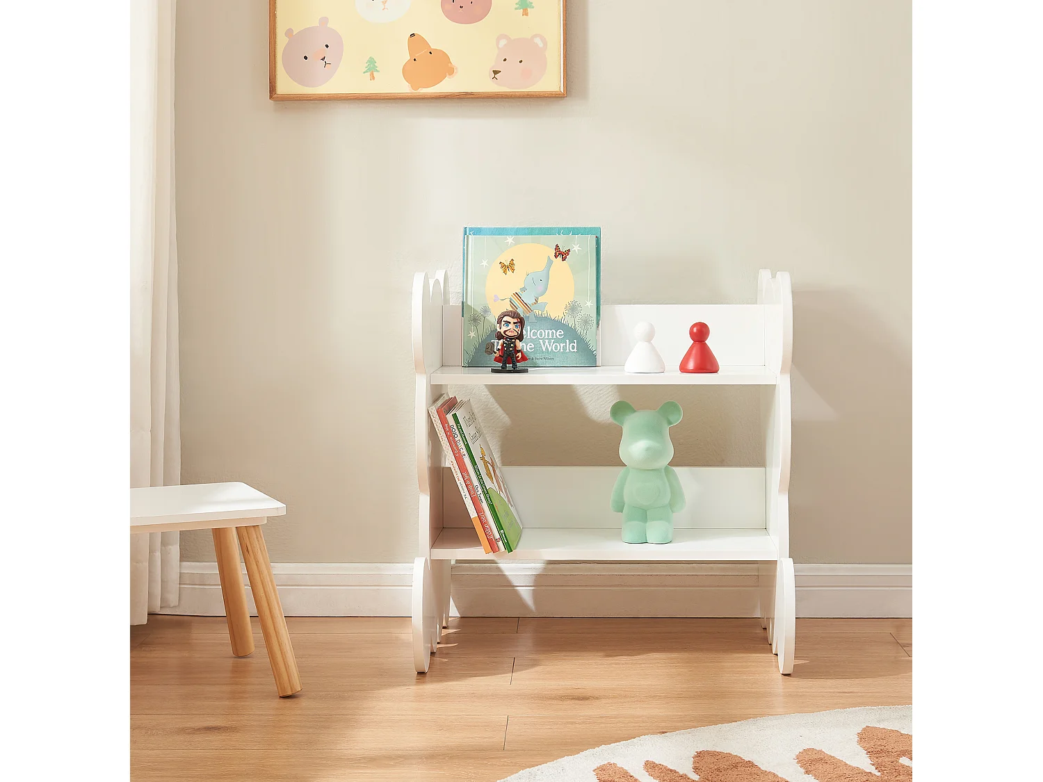 Biblothèque Tårnby pour enfant forme ours 60 x 56 x 56 cm blanc [en.casa]