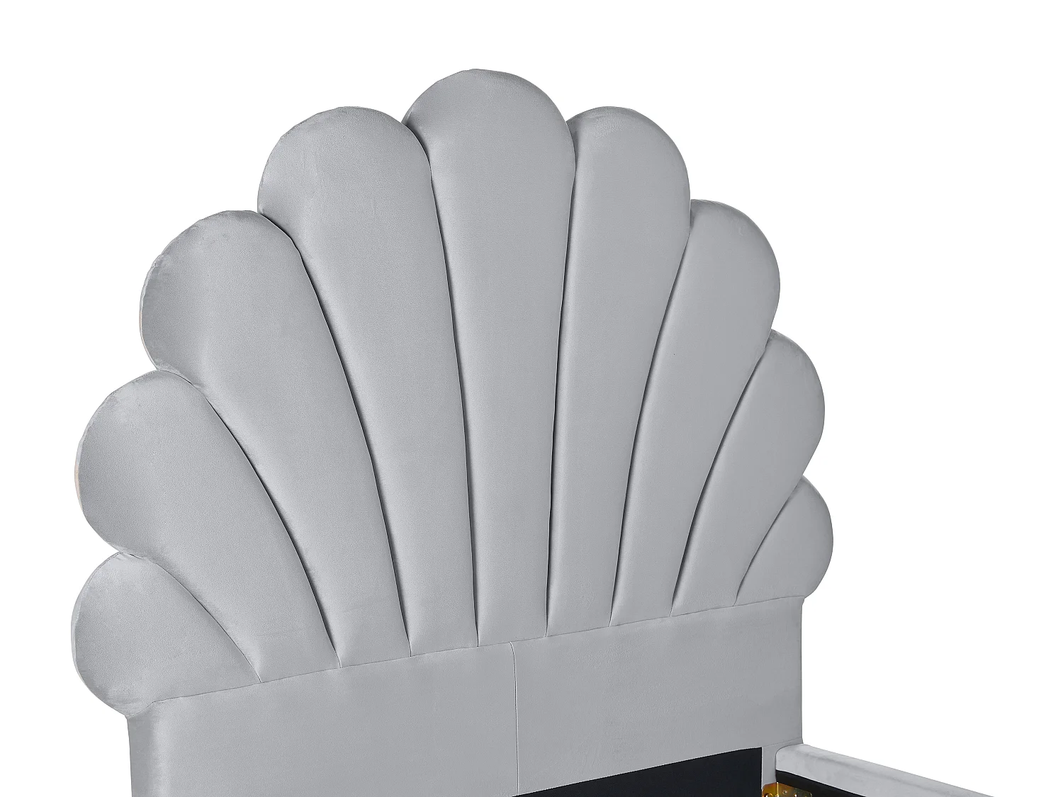 Lit coquillage 90 x 190 cm - Velours - Gris clair + Matelas - MOANA