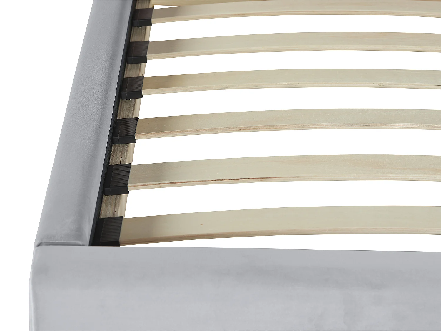 Lit coquillage 90 x 190 cm - Velours - Gris clair + Matelas - MOANA