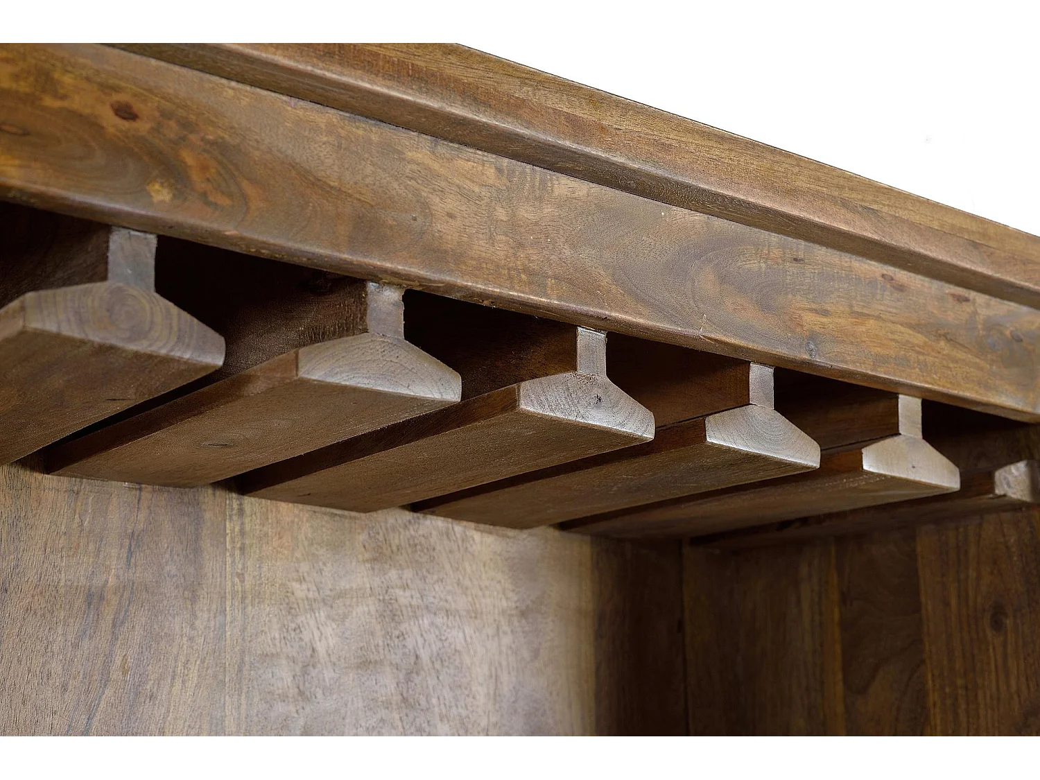 Porte-bouteilles en bois de manguier et metal