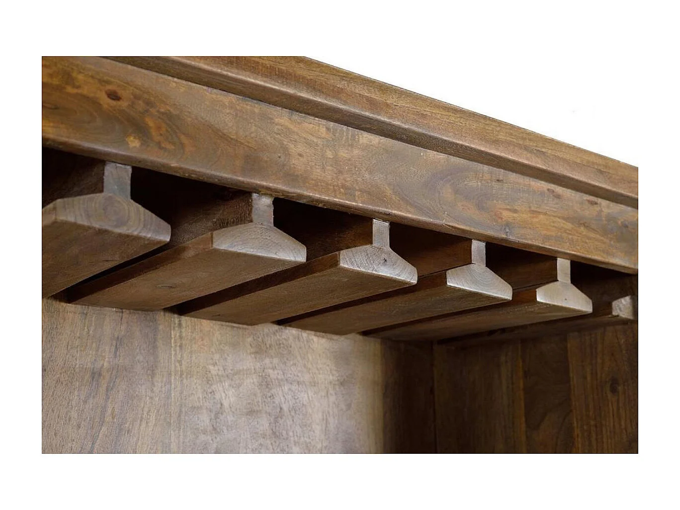 Porte-bouteilles en bois de manguier et metal