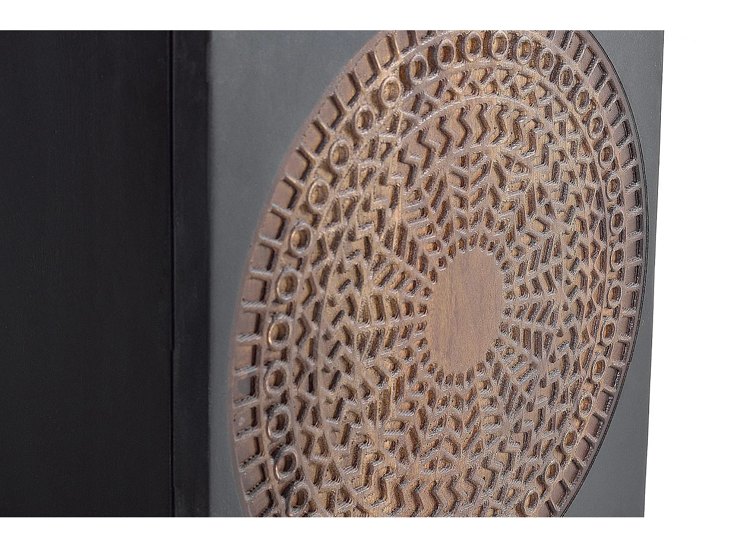 Table de chevet en bois manguier noyer foncé et metal