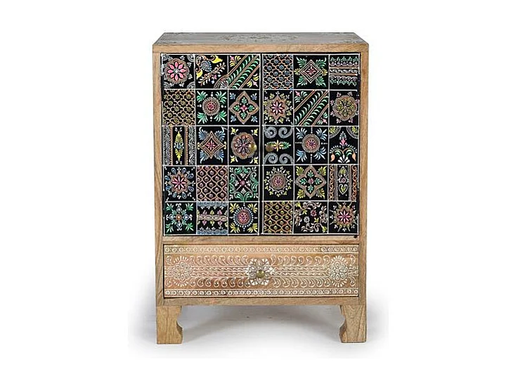 MESILLA DE NOCHE - BANQUETA DE PIE DE CAMA Multicolor.Giner y Colomer 60x30x43