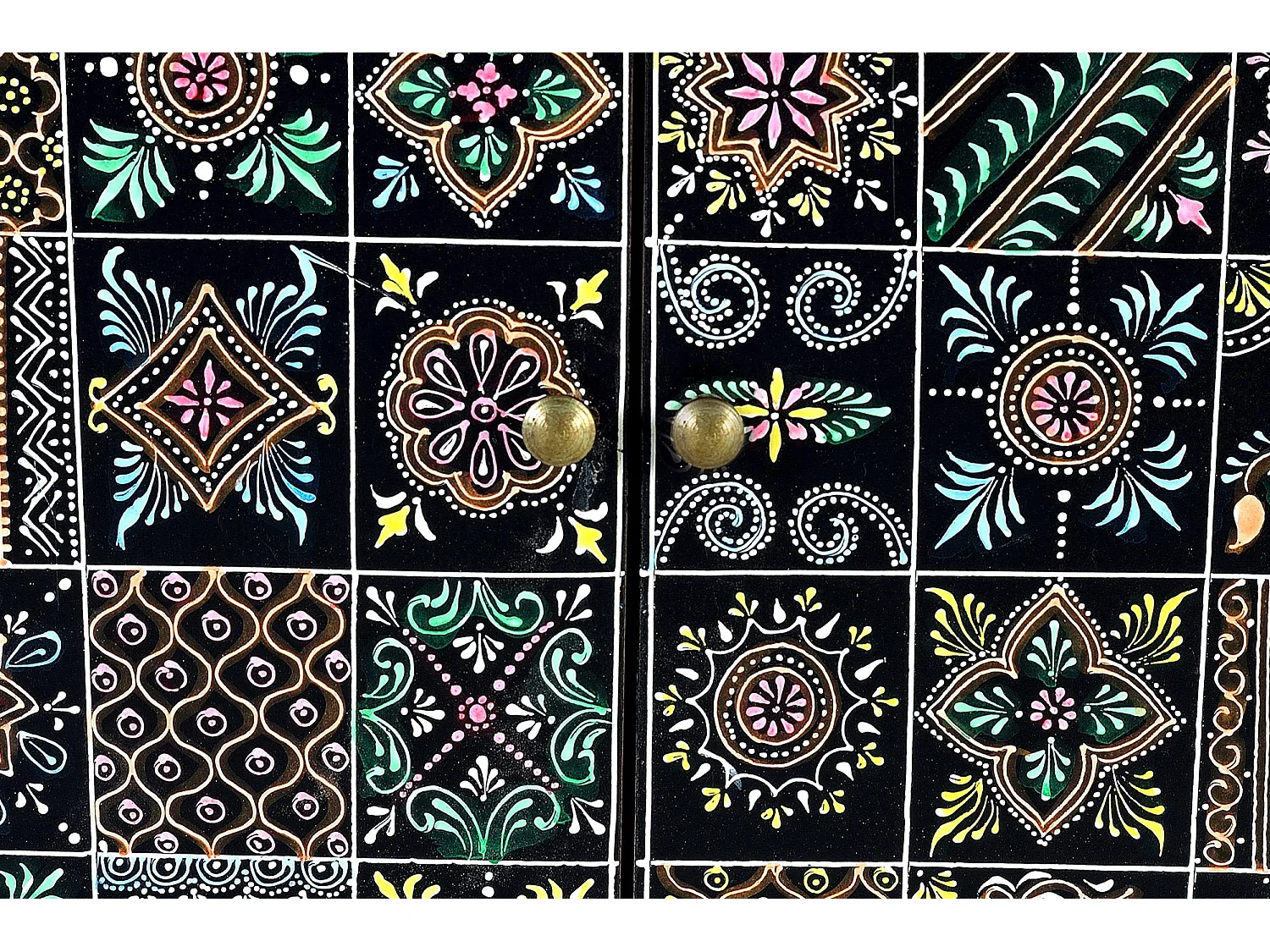 Meuble téléphone manguier et peints à la main