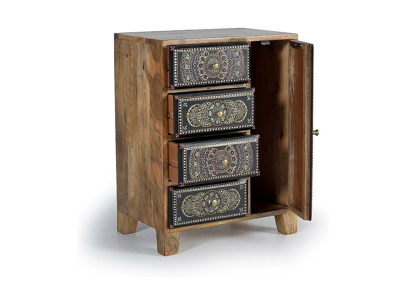 Stolik pomocniczy z ręcznie malowanego drewna mango