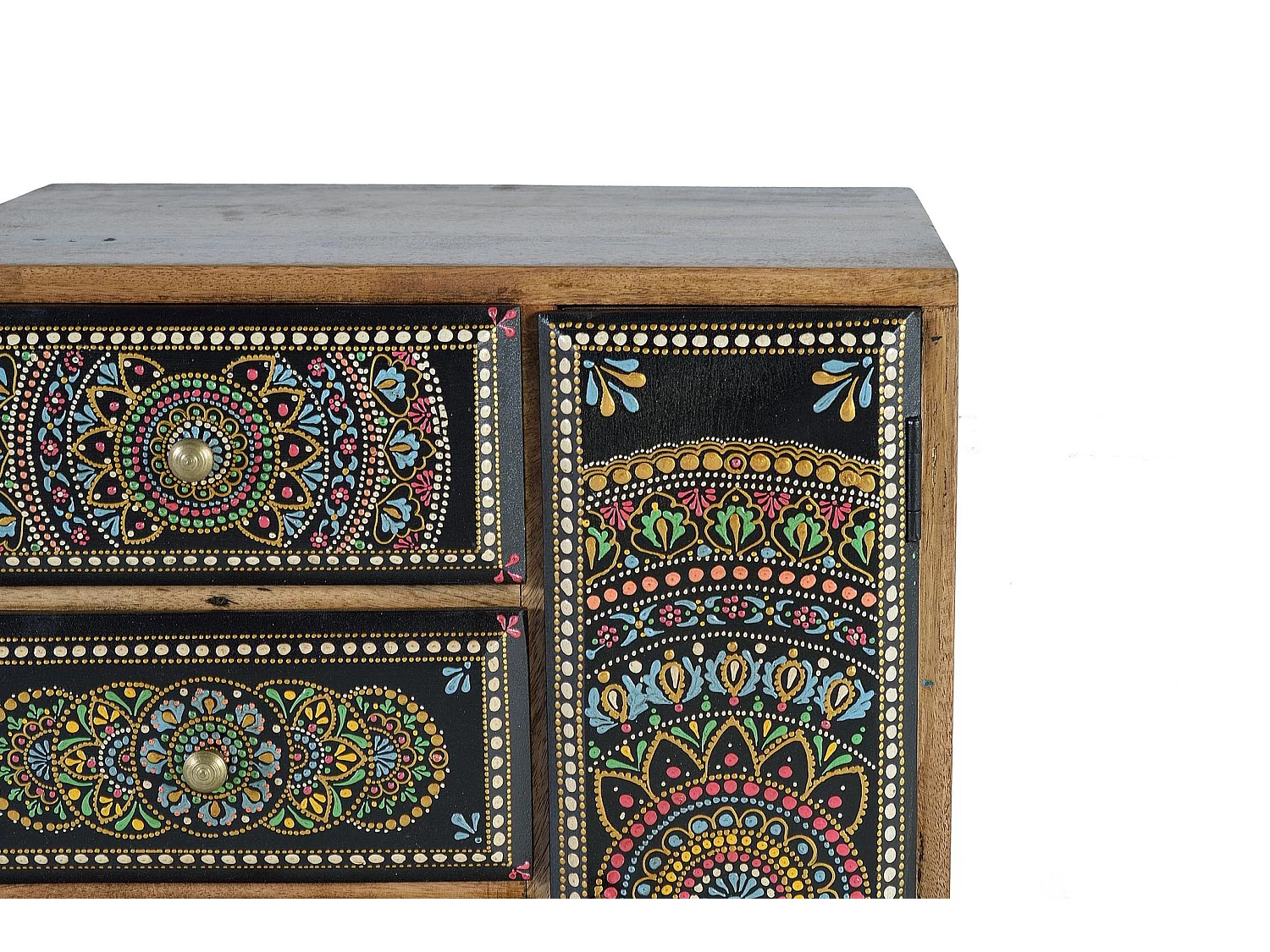 Tables de chevet en bois de manguier 45 cm, style ethnique artisanal - 60 x 45 x 30 cm