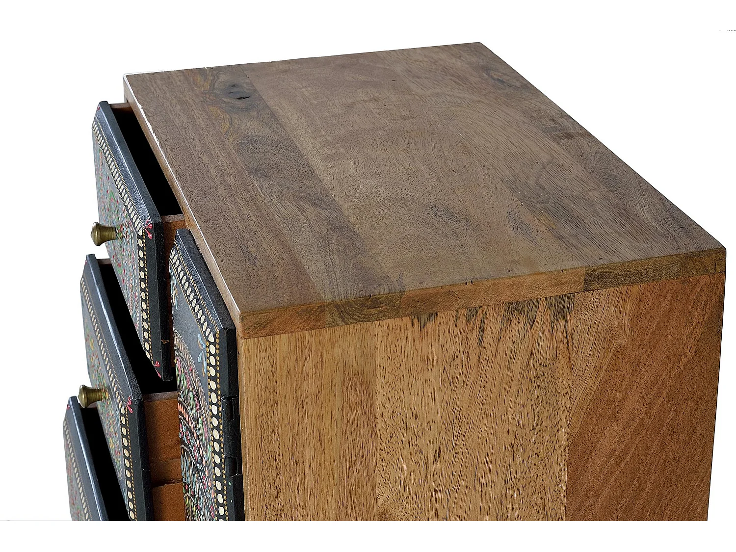 Tables de chevet en bois de manguier 45 cm, style ethnique artisanal - 60 x 45 x 30 cm
