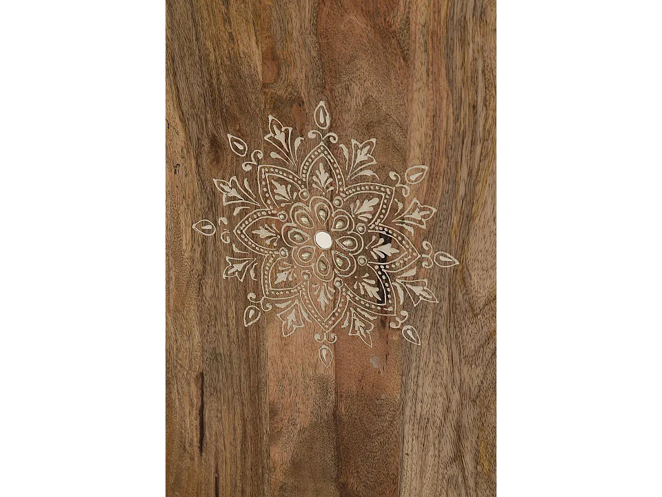 Tables de chevet en bois de manguier 45 cm, style ethnique artisanal - 60 x 45 x 30 cm