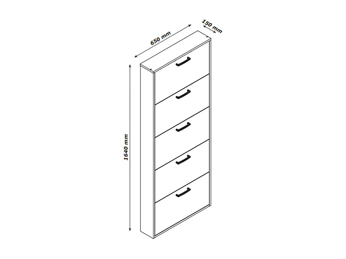 Meuble à chaussures décor blanc 5 tiroirs 15 paires H.164 cm - TIDY