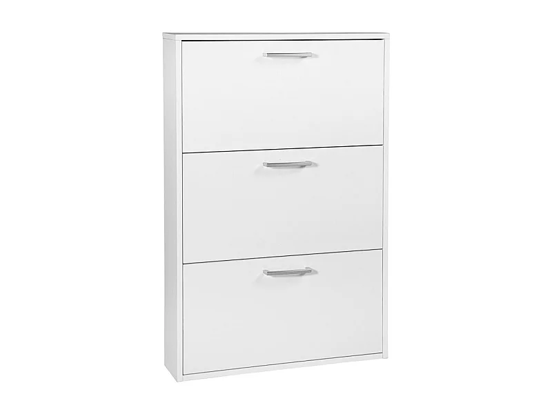 Meuble à chaussures décor blanc 3 tiroirs 9 paires H.100 cm - TIDY