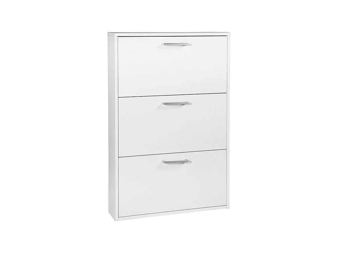 Meuble à chaussures décor blanc 3 tiroirs 9 paires H.100 cm - TIDY