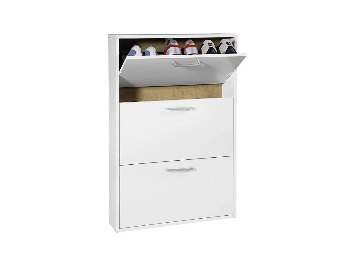 Meuble à chaussures décor blanc 3 tiroirs 9 paires H.100 cm - TIDY