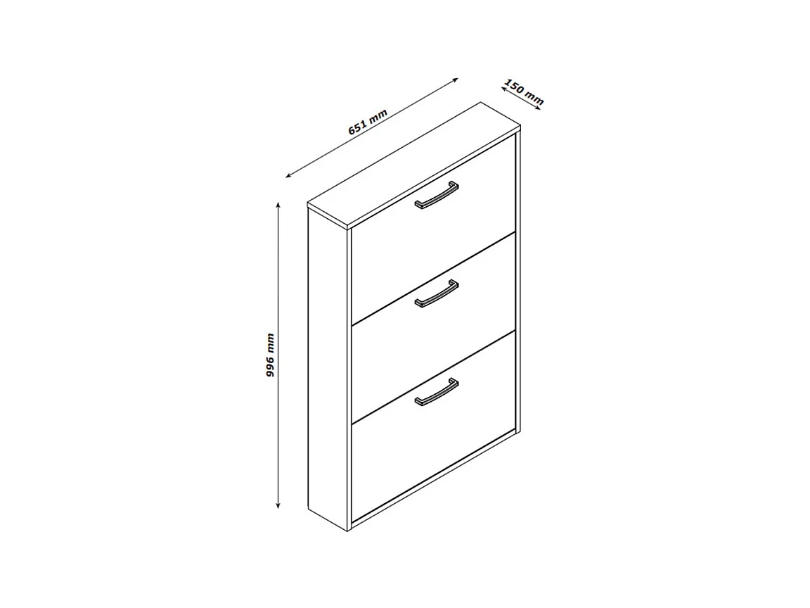 Meuble à chaussures décor blanc 3 tiroirs 9 paires H.100 cm - TIDY