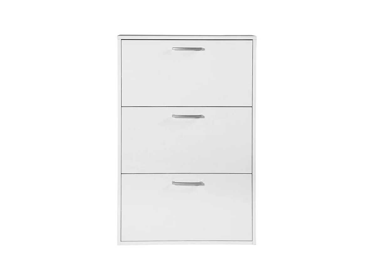 Meuble à chaussures décor blanc 3 tiroirs 9 paires H.100 cm - TIDY