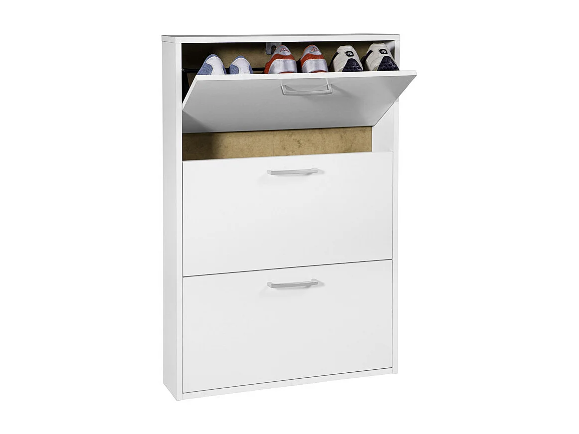 Meuble à chaussures décor blanc 3 tiroirs 9 paires H.100 cm - TIDY