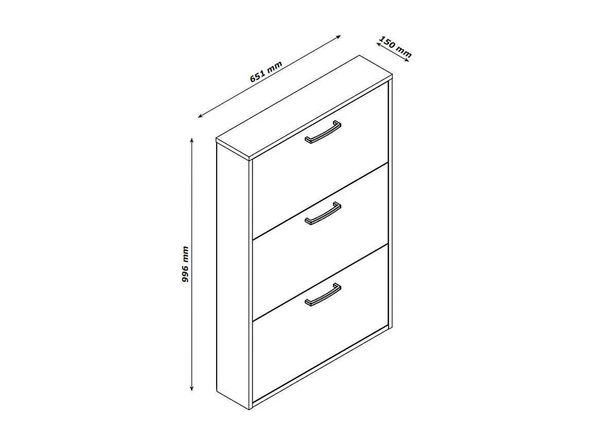 Meuble à chaussures décor blanc 3 tiroirs 9 paires H.100 cm - TIDY
