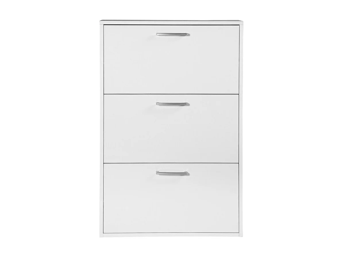 Meuble à chaussures décor blanc 3 tiroirs 9 paires H.100 cm - TIDY