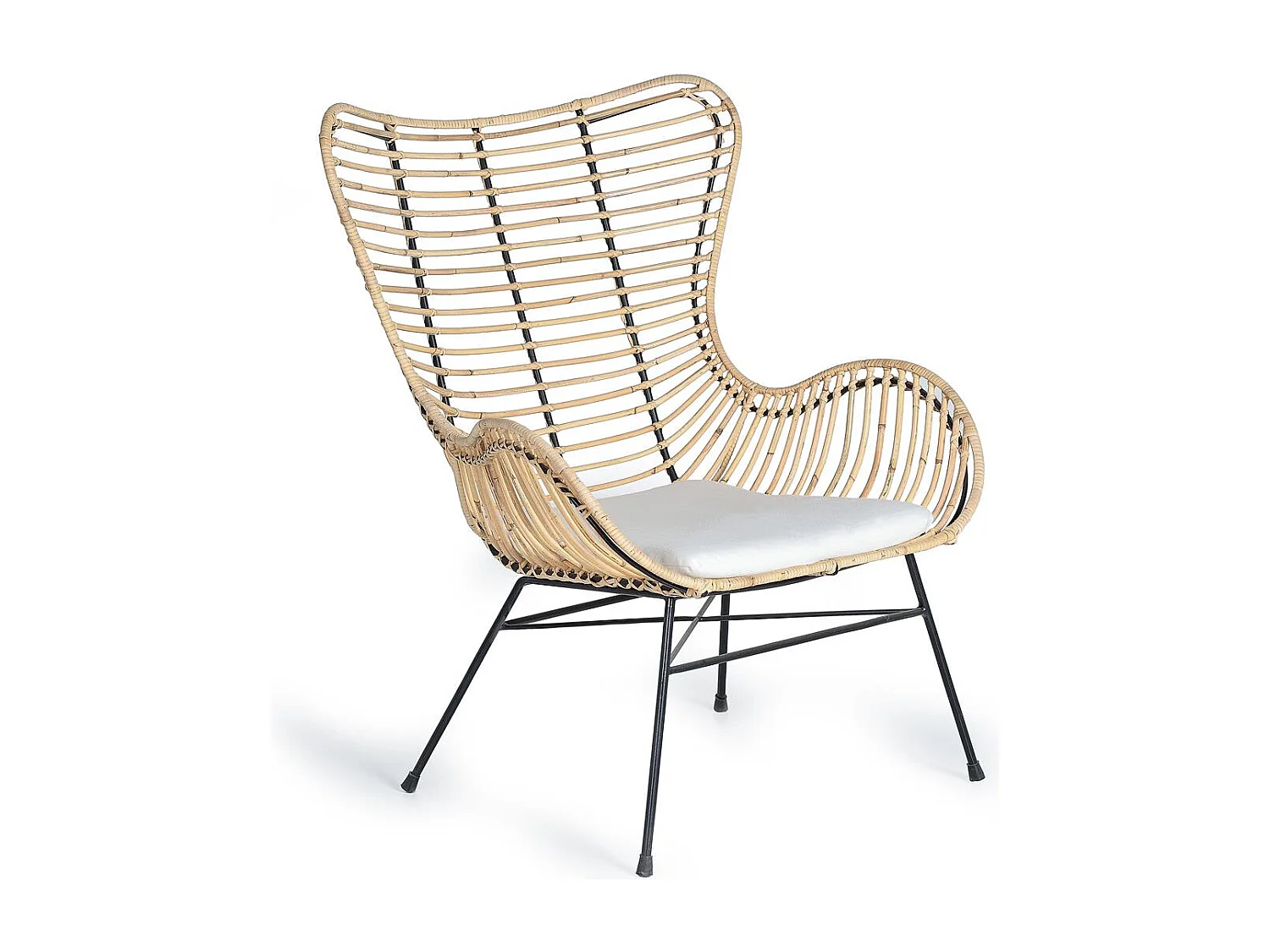 Set 2 sedie in rattan e metallo