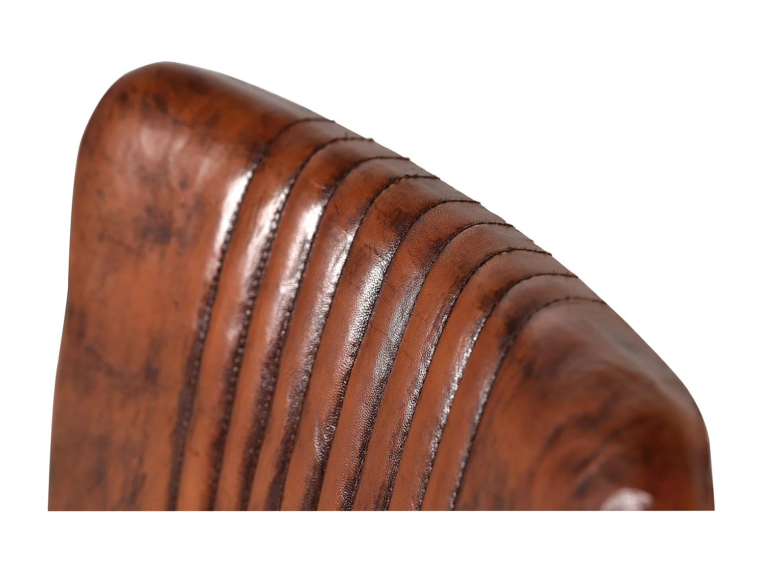 Sedia rivestita in pelle naturale marrone