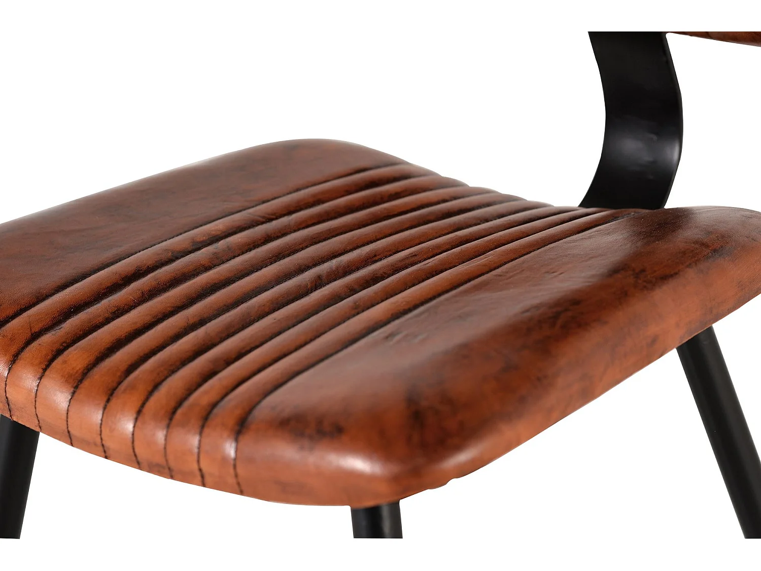 Sedia rivestita in pelle naturale marrone