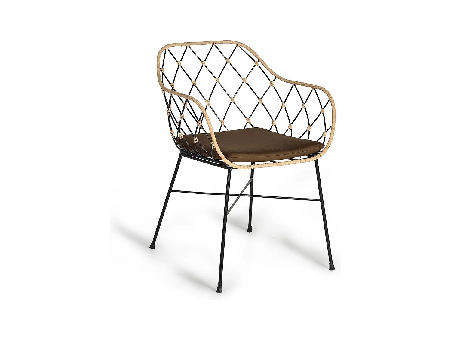 Set mit 4 Rattansesseln und Metallbeinen