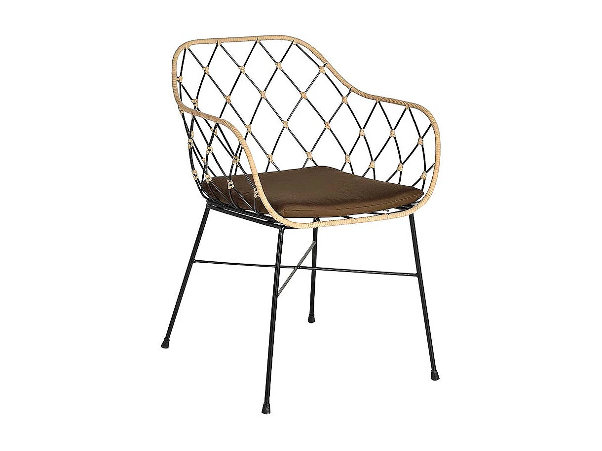 Set mit 4 Rattansesseln und Metallbeinen