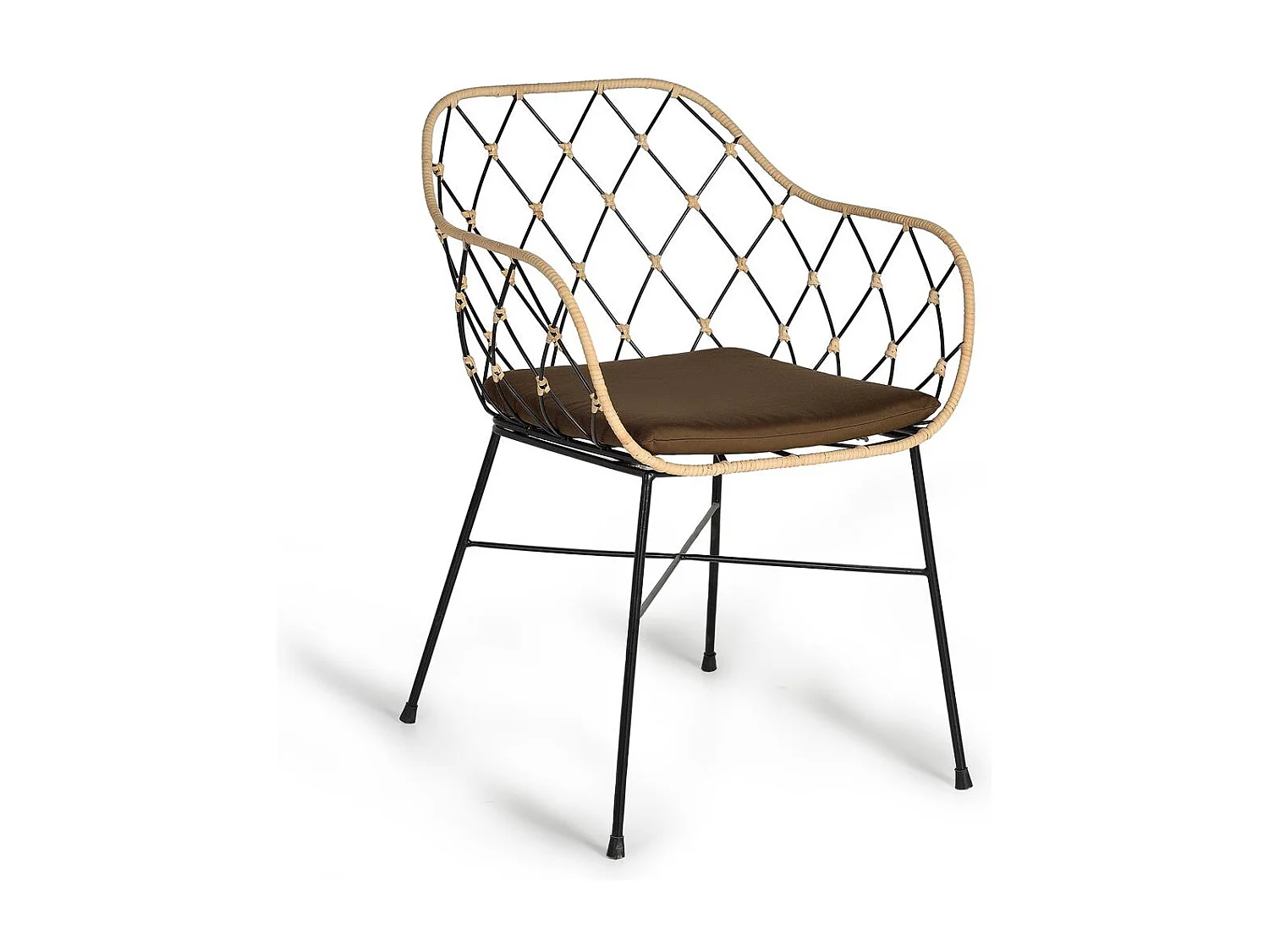 Set mit 4 Rattansesseln und Metallbeinen