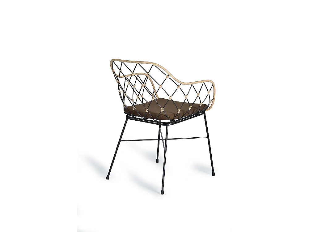 Lot de 2 fauteuils en rotin et pieds en métal