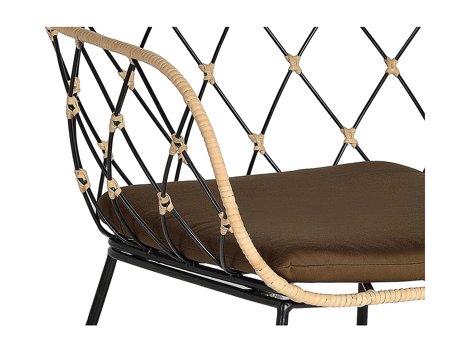 Lot de 2 fauteuils en rotin et pieds en métal