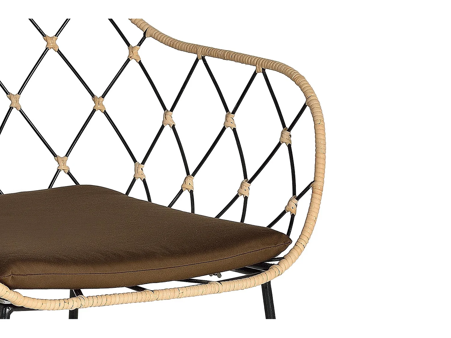 Lot de 2 fauteuils en rotin et pieds en métal