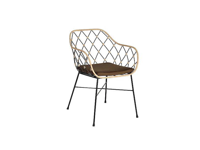 Lot de 2 fauteuils en rotin et pieds en métal