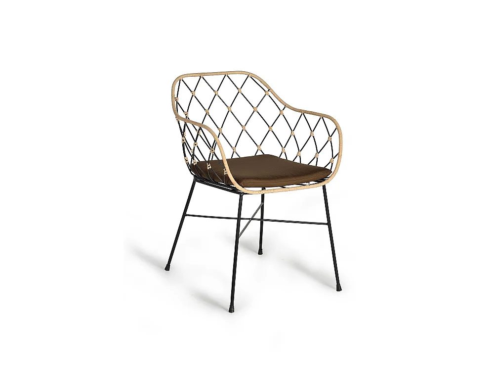 Lot de 2 fauteuils en rotin et pieds en métal