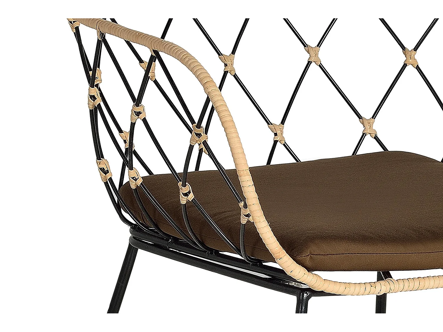 Lot de 2 fauteuils en rotin et pieds en métal