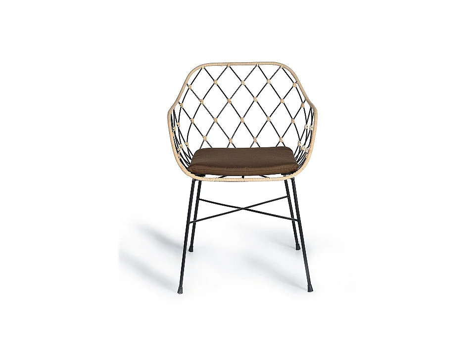 Chaise en rotin naturel 56 cm style méditerranéen - 80x56x58