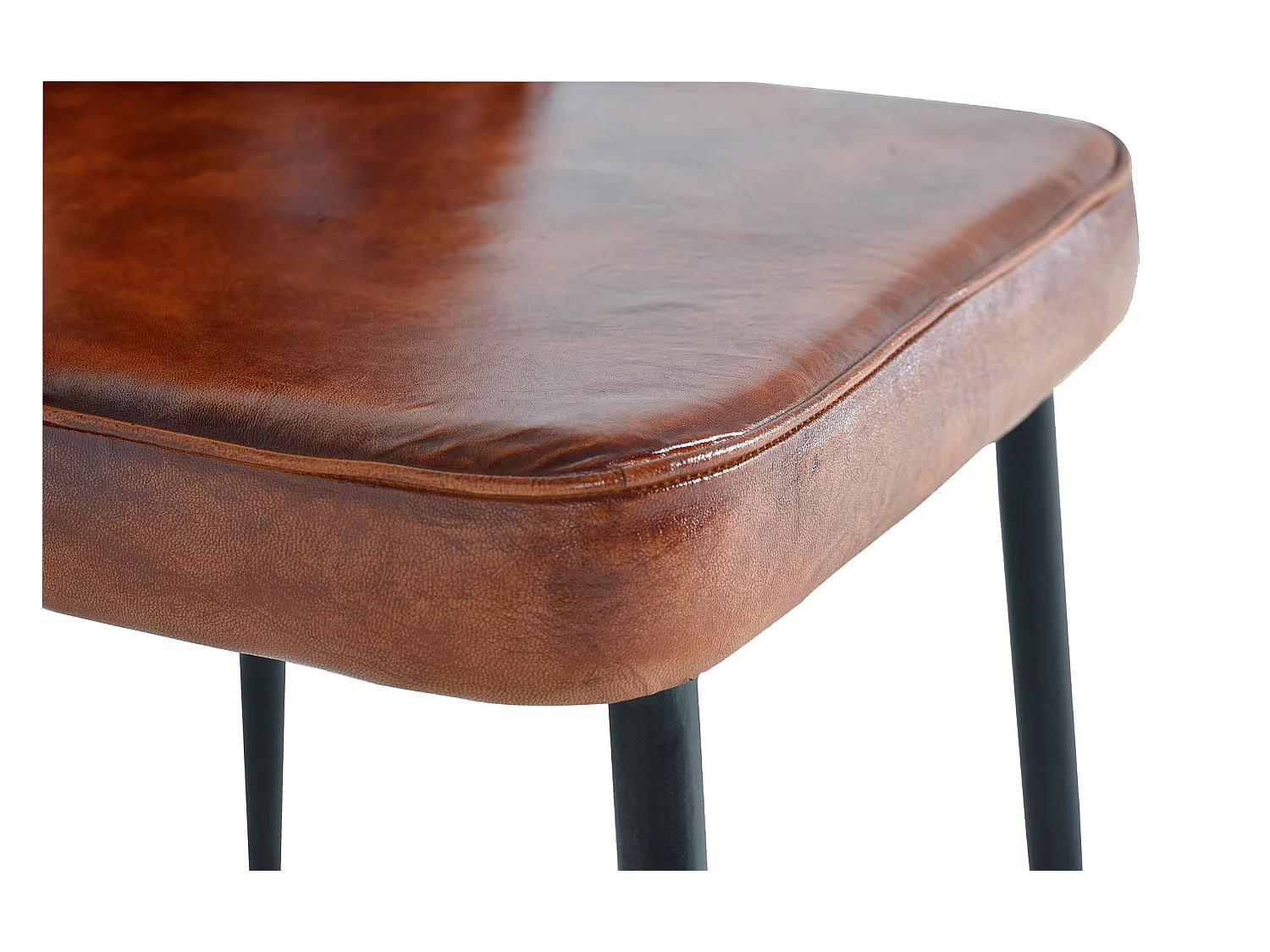 CADEIRA DE COURO PERNAS DE METAL Marrón.Giner y Colomer.86x54x46