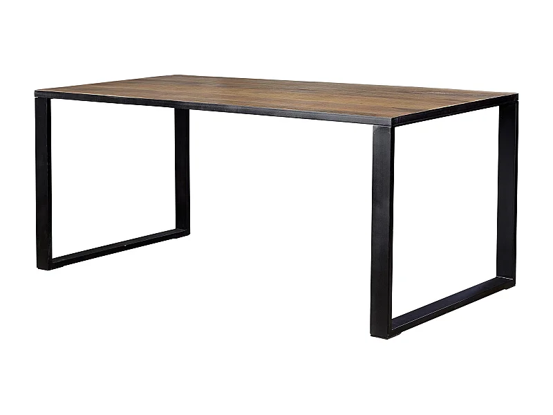 Table en métal et acacia naturel et noir 8 places