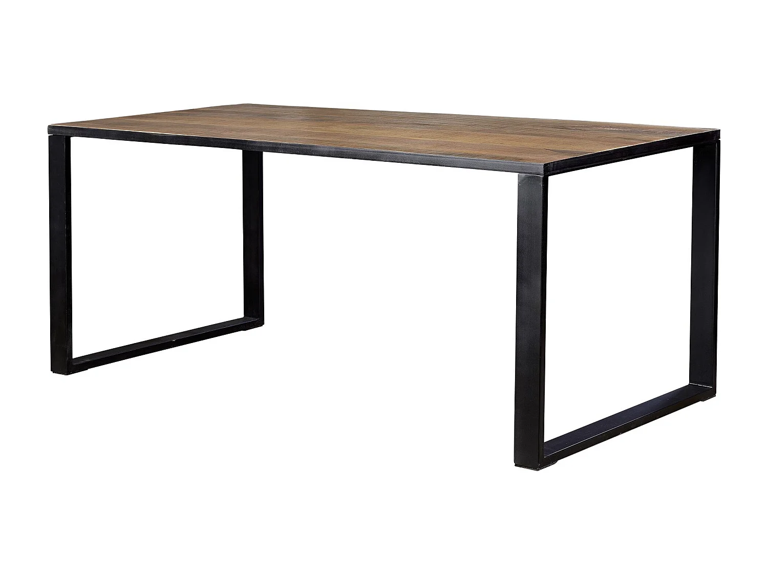 Table en métal et acacia naturel et noir 8 places