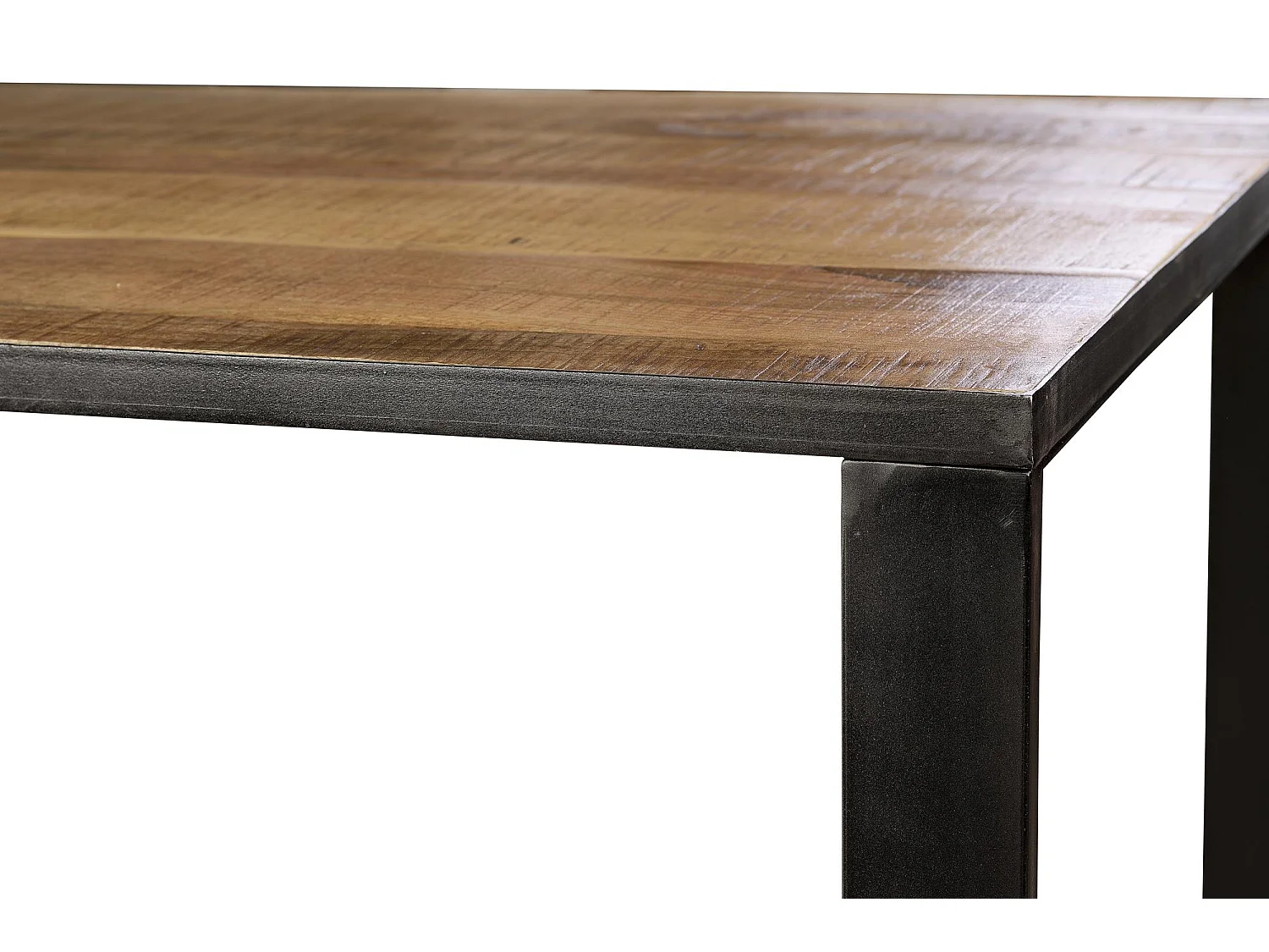 Table en métal et acacia naturel et noir 8 places