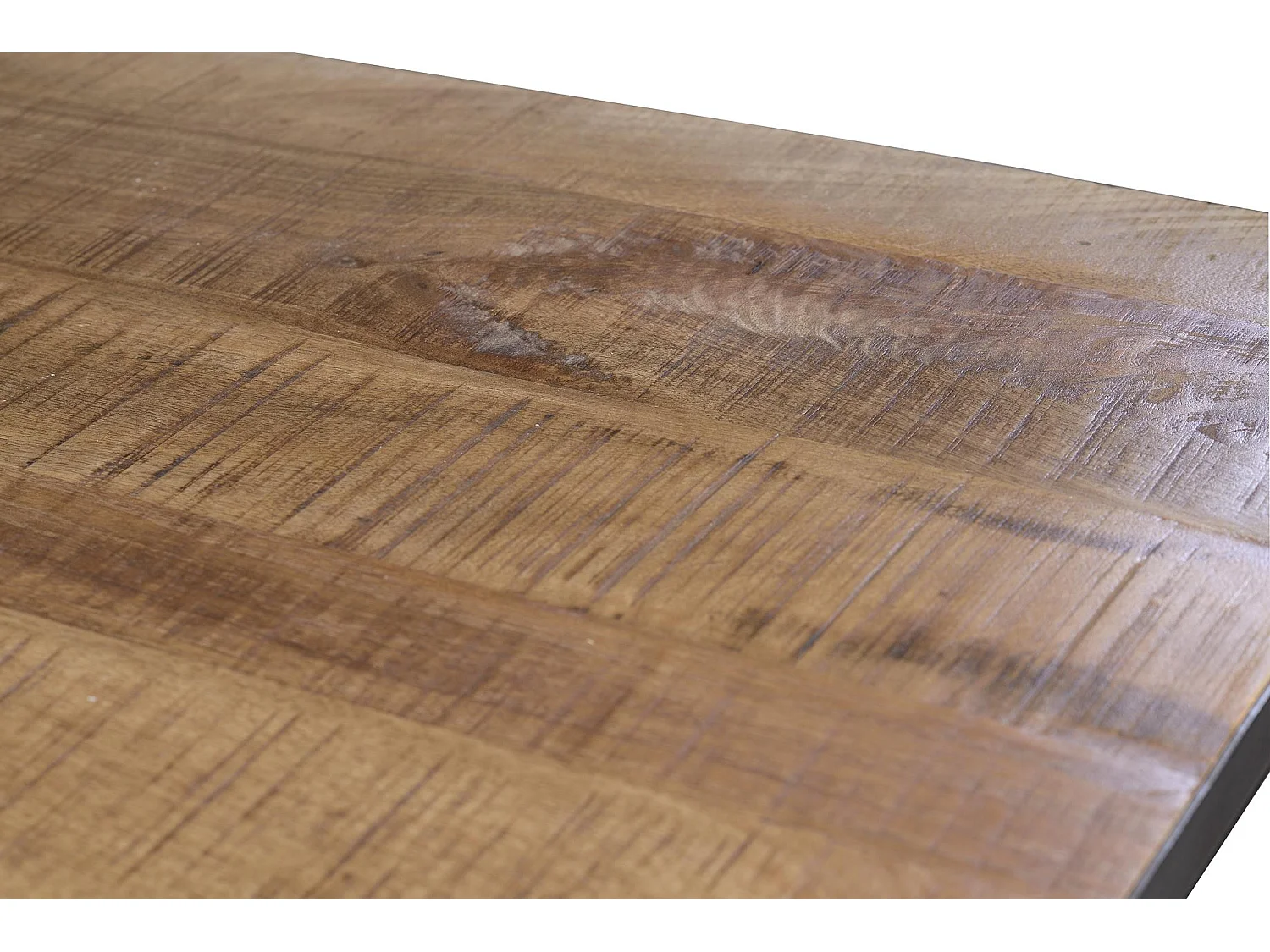 Table en métal et acacia naturel et noir 8 places