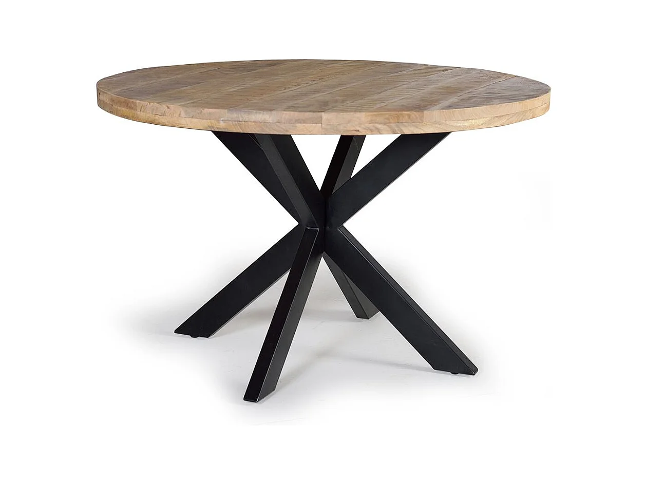 Esstisch aus Akazienholz und Metall