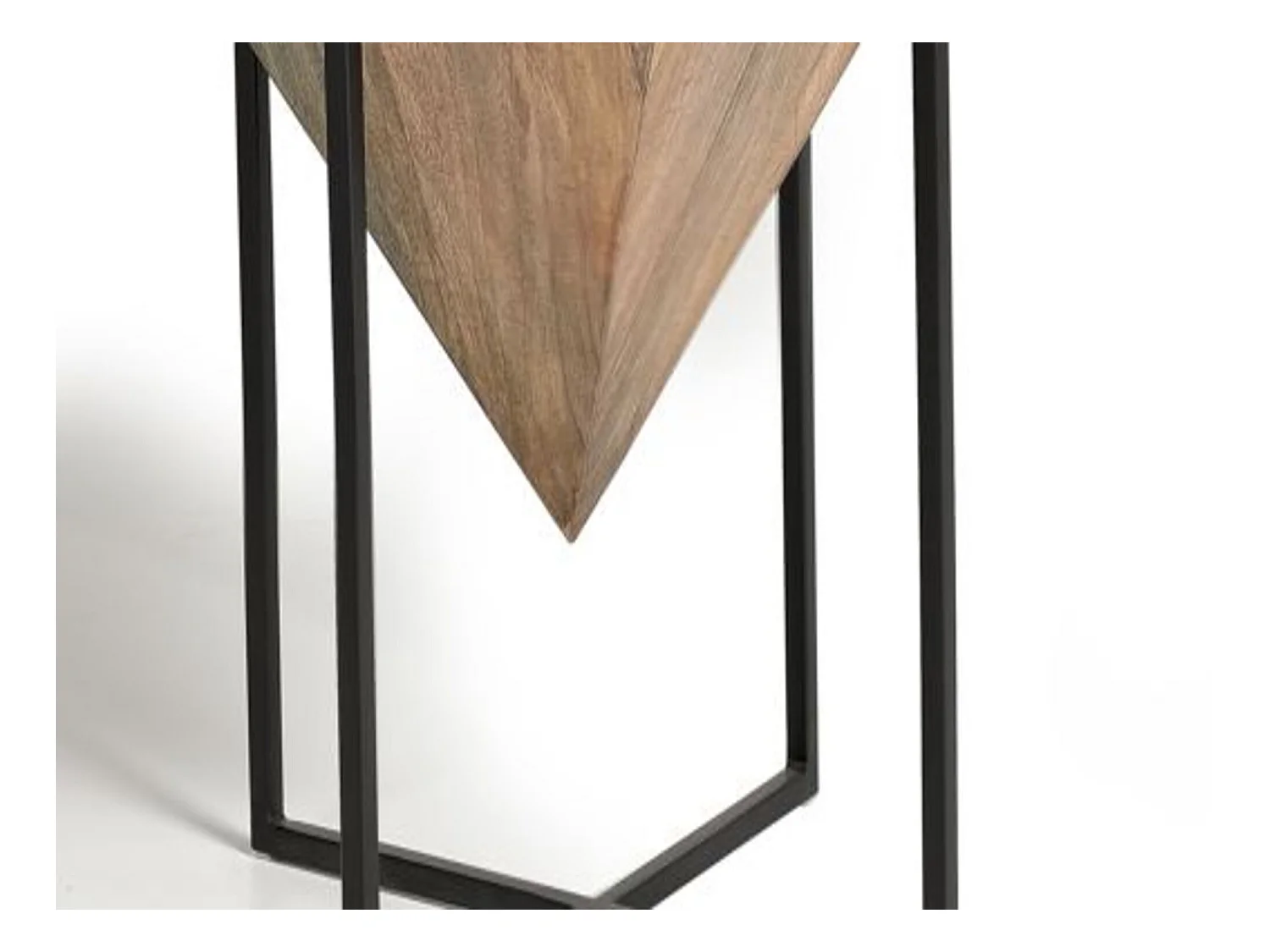 Table d'angle en bois de manguier en métal