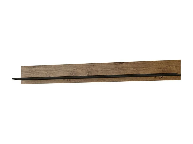 Wandplank in eiken en zwart houteffect. Collectie SANTIAGO.