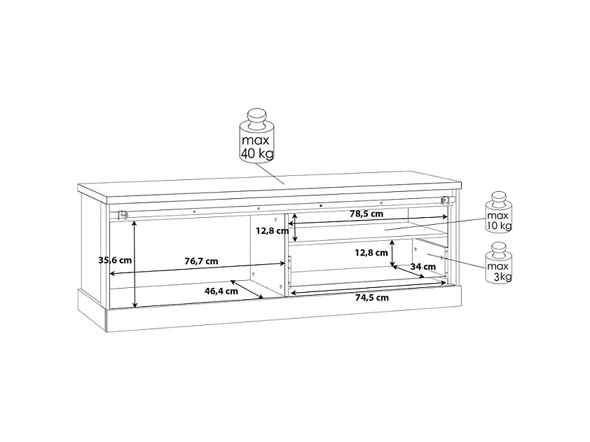 Meuble TV 1 tiroir 1 porte coulissante décor chêne et noir mat - FARM