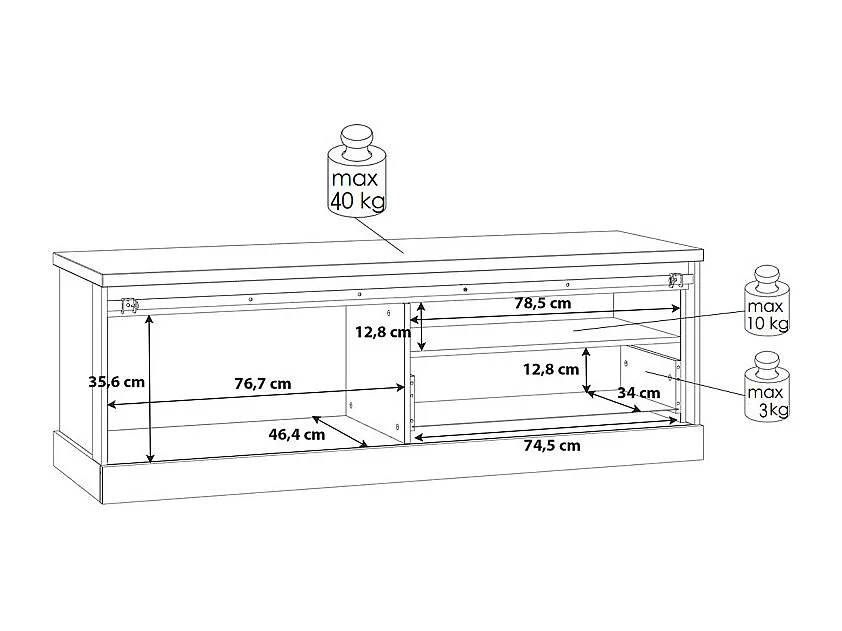 Meuble TV 1 tiroir 1 porte coulissante décor chêne et noir mat - FARM