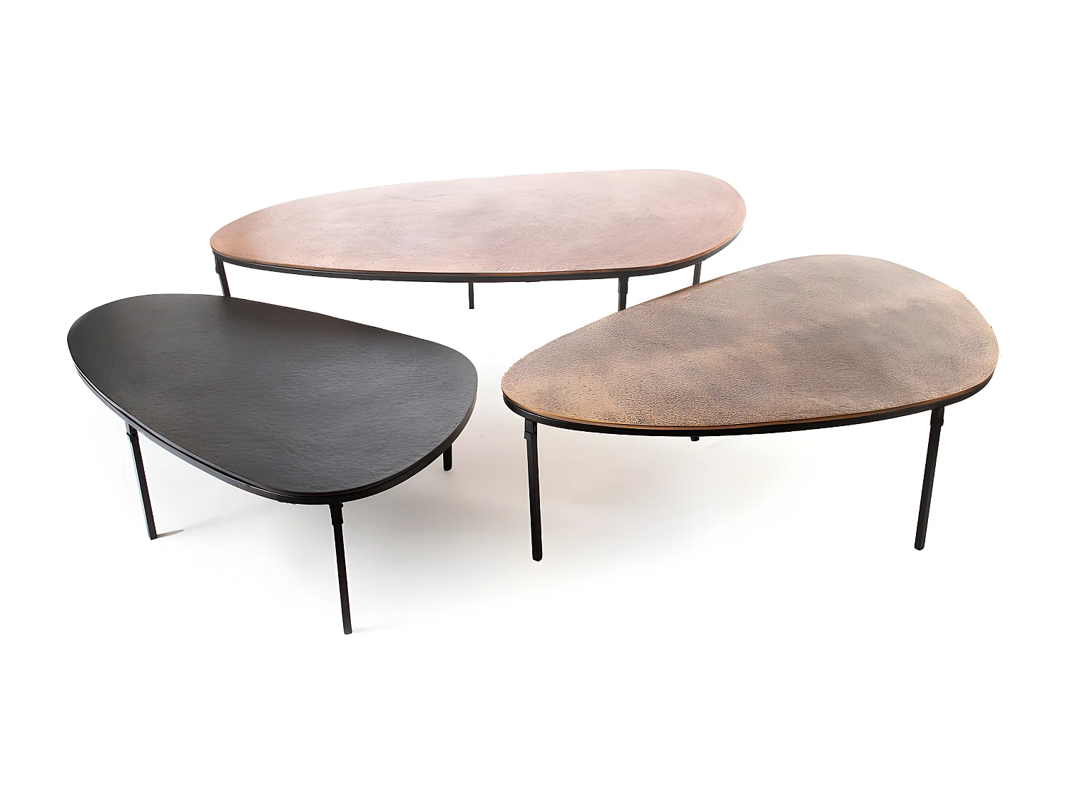 Table basse galet cuivre