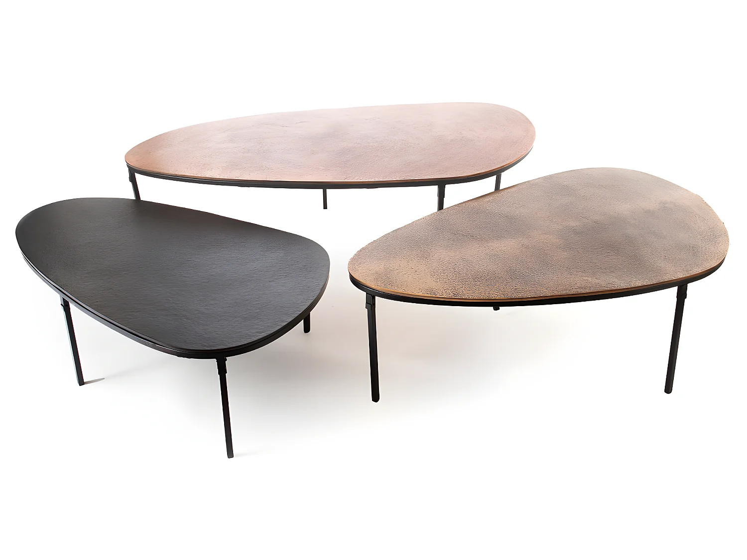 Table basse galet cuivre