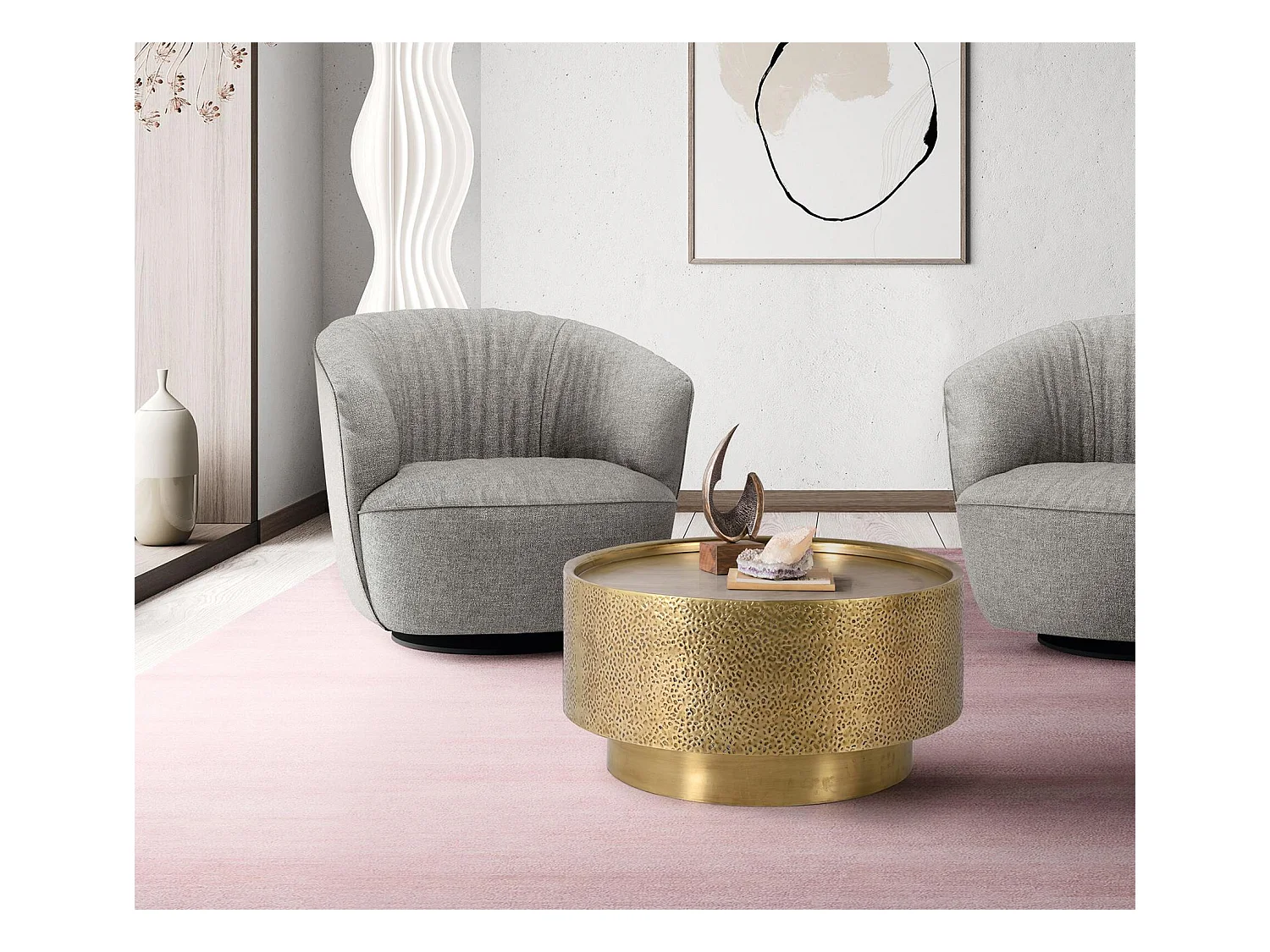 Table en aluminium et bronze doré