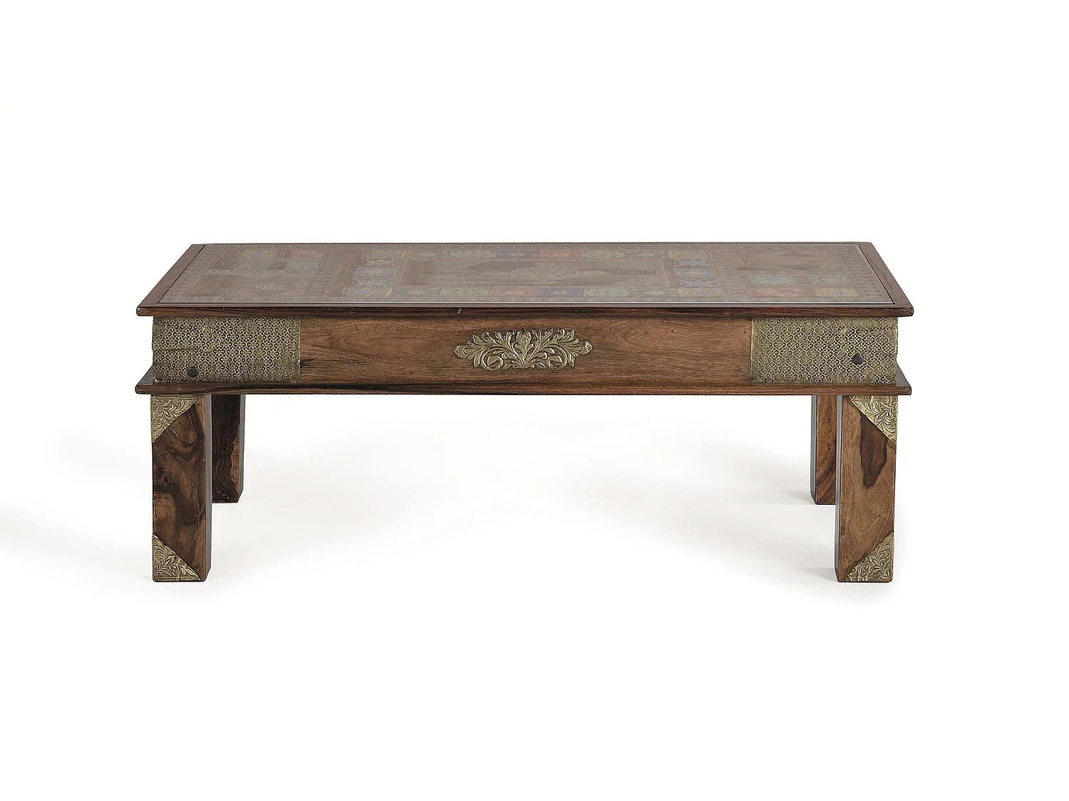 Tables basses en palissandre 120 cm, style ethnique artisanal - 45 x 120 x 60 cm