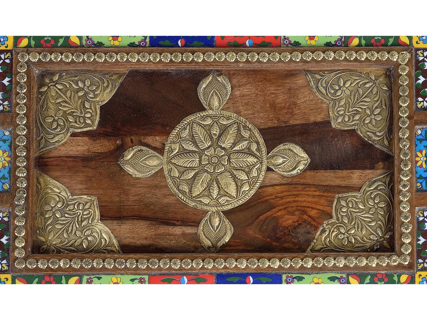 Tables basses en palissandre 120 cm, style ethnique artisanal - 45 x 120 x 60 cm