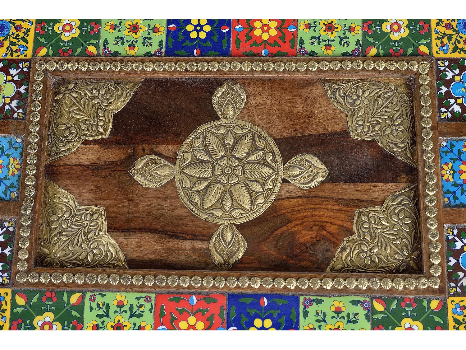 Tables basses en palissandre 120 cm, style ethnique artisanal - 45 x 120 x 60 cm